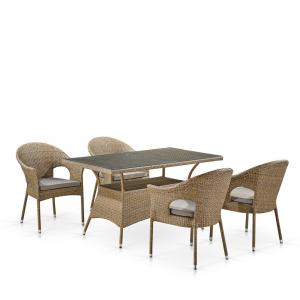 Комплект плетеной мебели T198B/Y97B-W56 Light Brown (4+1)