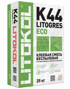 Клей для плитки, керамогранита и камня LITOGRES K44 ECO Серый, 25кг