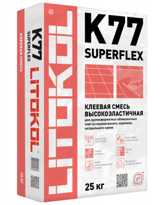 Клей эластичный для плитки, керамогранита и камня SUPERFLEX K77