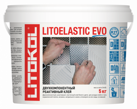 Клей двухкомпонентный для склеивания всех типов облицовочных материалов LITOELASTIC EVO