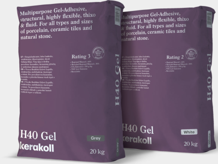 Cуперэластичный плиточный клей Kerakoll H40 GEL для всех типов и размеров плитки и камня, Белый 20кг