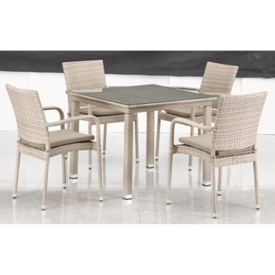 Комплект плетеной мебели T257C/Y376C-W85 Latte (4+1) + подушки на стульях